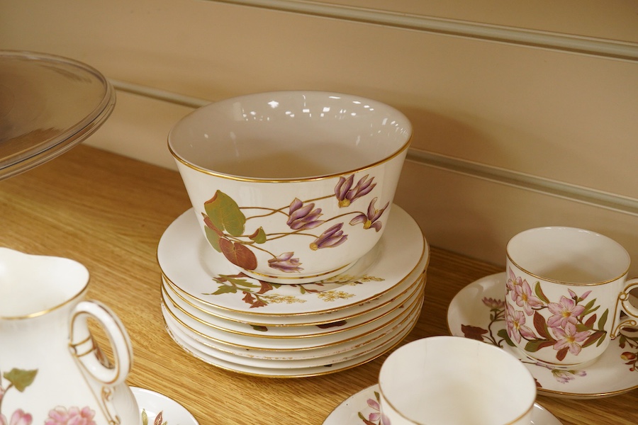 A late Victorian Royal Worcester floral decorated tea service, milk jug 13cm high.